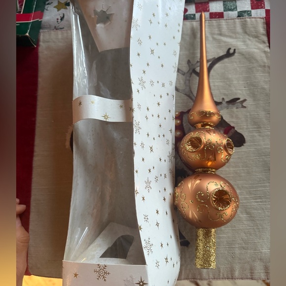 Vtg 13” German Glass Copper/Gold Christmas Mouth Blown Tree Topper - Picture 3 of 6